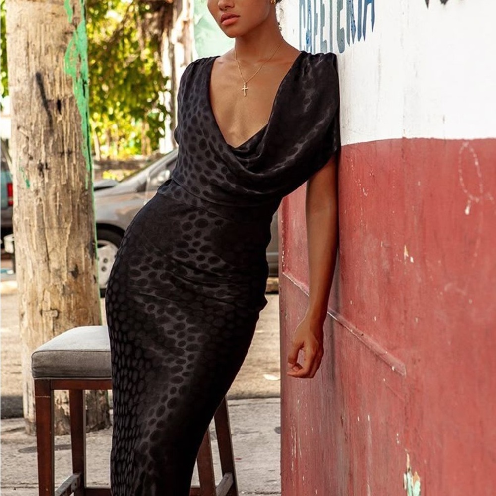 Rat and Boa Odessa Maxi dress in Black jacquard